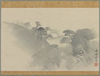 Landscape with Hill, Trees, and Moonrise