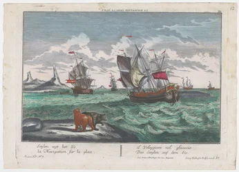 View of Ships Sailing on the Ice Sea (Whale Hunting for Greenland)