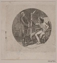 Vignette with Priest and Elderly Man