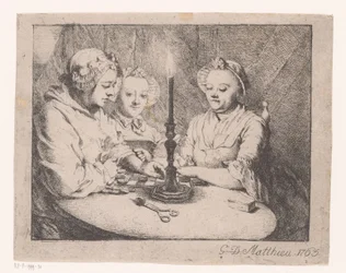 Ladies Playing Checkers by Candlelight