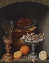 Still Life with a Wineglass, Oranges, a Plate with Mushrooms and a Silver Cup