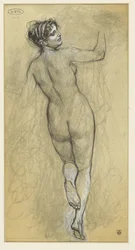 Standing female nude, back view