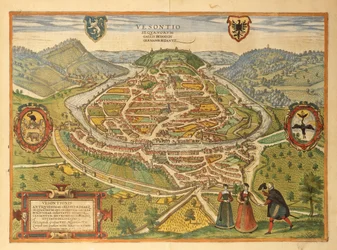 Map of Besancon from Civitates Orbis Terrarum by Georg Braun
