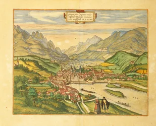 Map of Innsbruck from Civitates Orbis Terrarum by Georg Braun