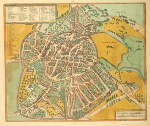 Map of Vicenza from Civitates Orbis Terrarum by Georg Braun