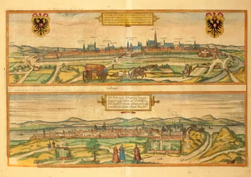 Map of Vienna and Buda from Civitates Orbis Terrarum by Georg Braun