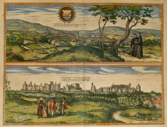 Map of Windsor and Oxford from Civitates Orbis Terrarum by Georg Braun