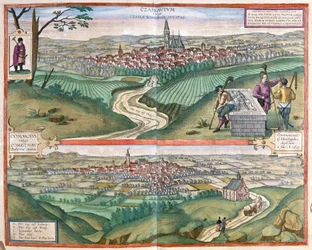 Caslav and Chomutov, Czech Republic (engraving)