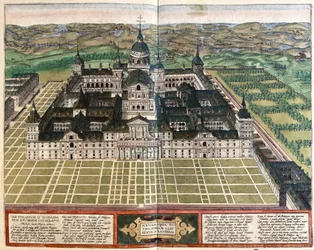 Monastery (Palace of King Philip II), Spain (engraving)