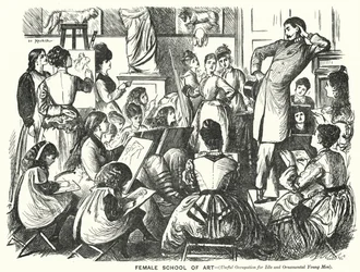 Punch Cartoon: Female School of Art (Useful Occupation for Idle and Ornamental Young Men)