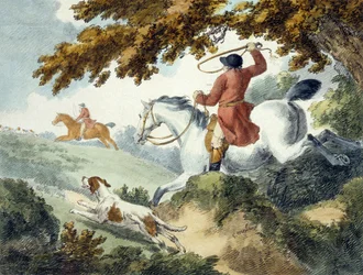 Hunting, engraved by J. Wright