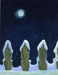 Moonlit Snowy Fence, 1970s