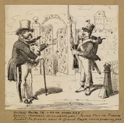 Sentry Halting Gentleman at Gate