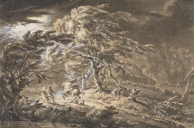 The Lightning Flash, Travellers in a Thunderstorm on a Woodland Road