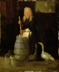 Woman Churning Butter