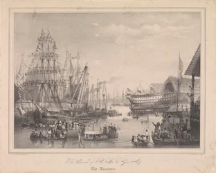 The launch of 84-gun ship HMS 