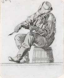 Fiddler (study for The Jolly Flatboatmen)