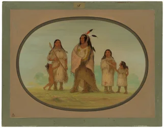 Assinneboine Warrior and His Family