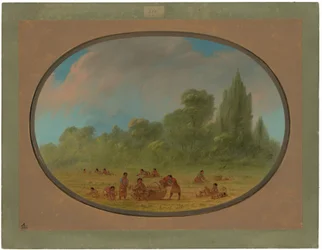 Caddoe Indians Gathering Wild Strawberries