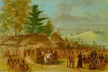 Chief of the Taensa Indians Receiving La Salle. March 20, 1682, 1847-1848