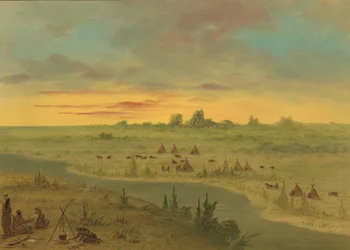 Encampment of Pawnee Indians at Sunset