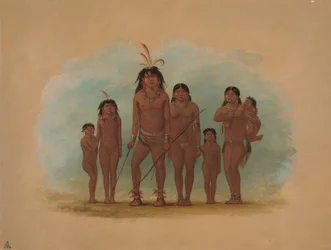 Lengua Chief, His Two Wives, and Four Children, 1854-1869
