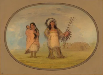 Mandan Civil Chief, His Wife, and Child