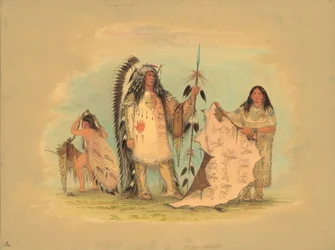 Mandan War Chief with His Favorite Wife