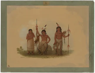 Two Arapaho Warriors and a Woman