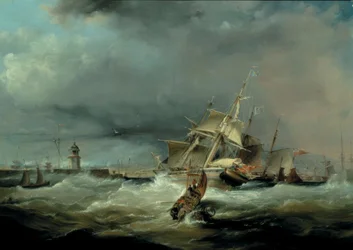 An American Packet Running for Swansea Harbour