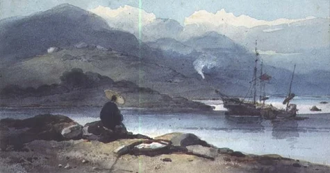 A Chinese River with a Figure on the Bank