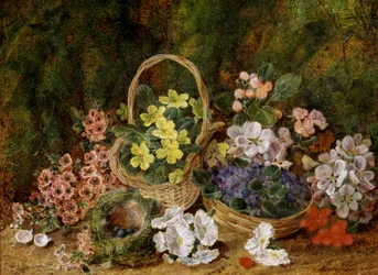 Spring Flowers and Bird