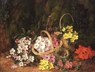 Spring Flowers in Baskets