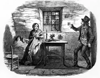 Home in Shadow, illustration from “Temperance Placards: Home in Shadow, issue 4” by William Tweedie, printed and made by Johnston, 1852