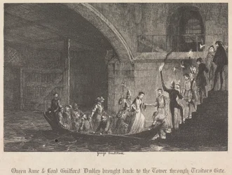 Queen Jane & Lord Guilford Dudley brought back to the Tower through Traitors Gate