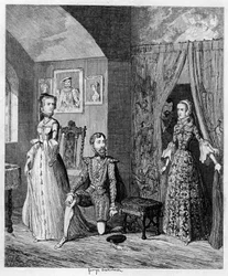 Queen Mary surprising Courtenay and the Princess Elizabeth, 1553-1555