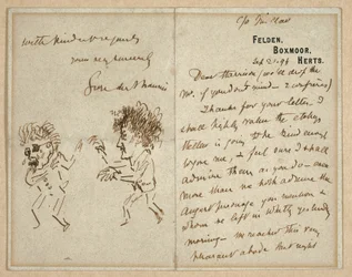 Letter with Drawing of Whistler Menacing Du Maurier