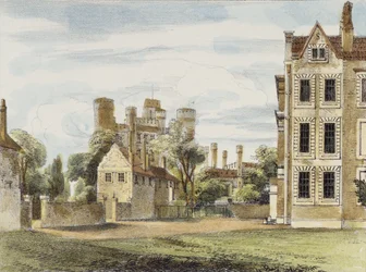 New Palace, from the Queens Garden, plate 4 from Kew Gardens: A Series of Twenty-Four Drawings on Stone, engraved by Charles Hullmandel, published 1820