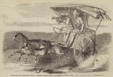 Mail-Cart in Northern India, Officer on His Way to Join the Delhi Army