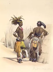 Umbambu and Umpengulu, Young Zulus in Dancing Costume, plate 15 from 