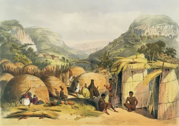 Inanda Kraal, Natal, plate 25 from The Kafirs Illustrated, 1849