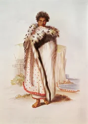 Rangitakina, a Chief of the Bay of Plenty on the East Coast, Illustration from New Zealand Illustrated, Engraved by W. Hawkins