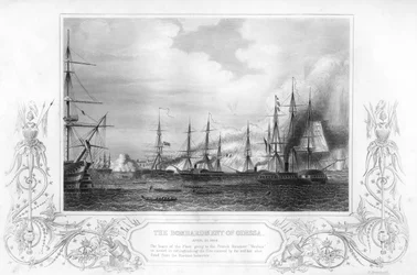 The bombardment of Odessa, Ukraine, during the Crimean War, 1854 1857.