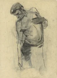 Model Study of a Standing Half-Naked Man, Looking Down
