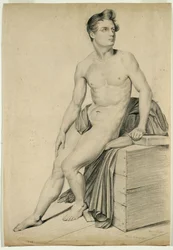 Untitled - Male nude copied from a lithograph, 1842