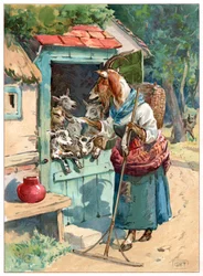 Mother goat and her little ones, illustration from 