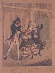 Bat, Cat and Mat, or How Happy Could I Be with Either - Satirical Engraving