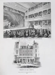 Interior of the Little Theatre, Haymarket in London and the Front of the Above, engraved by James Stow