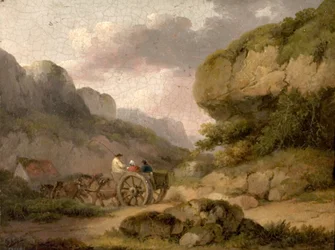 Landscape with Horses, Cart and Figures