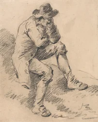 Man Seated on a Bank